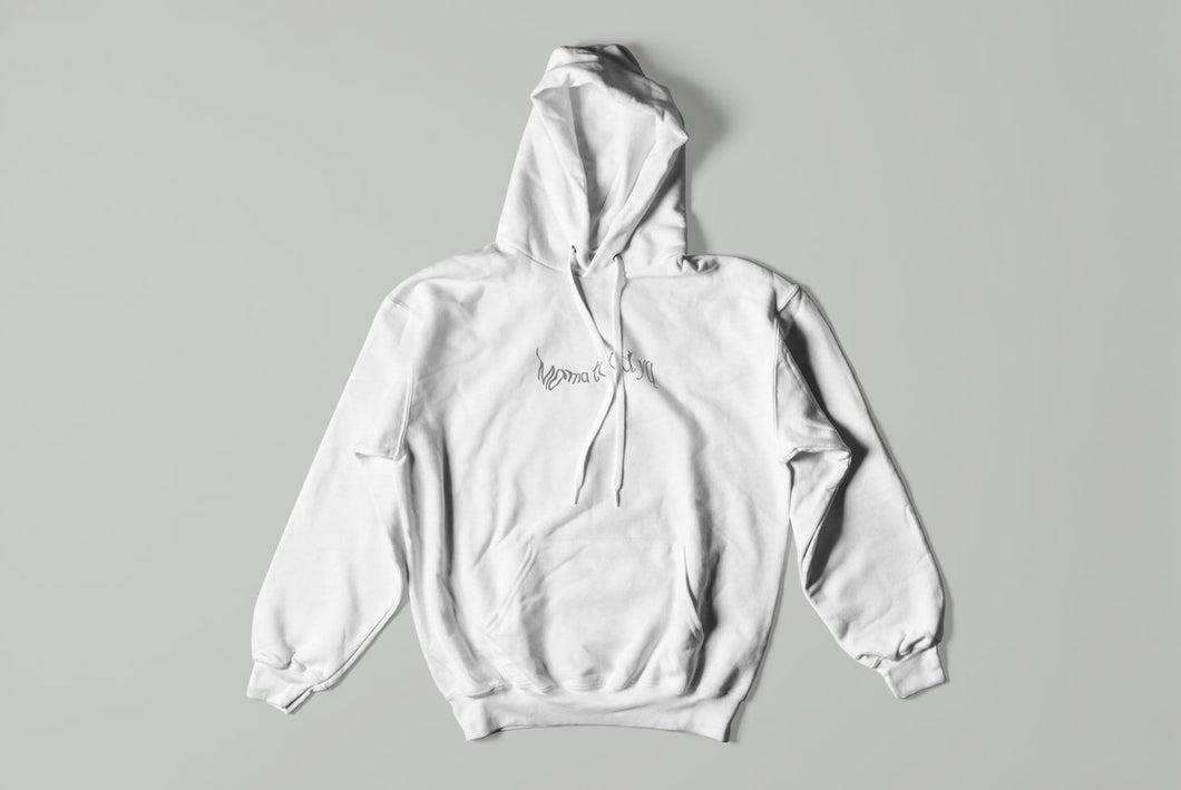 Limited Edition White & Silver Embroidered Oversized Mama told ya Hoodie